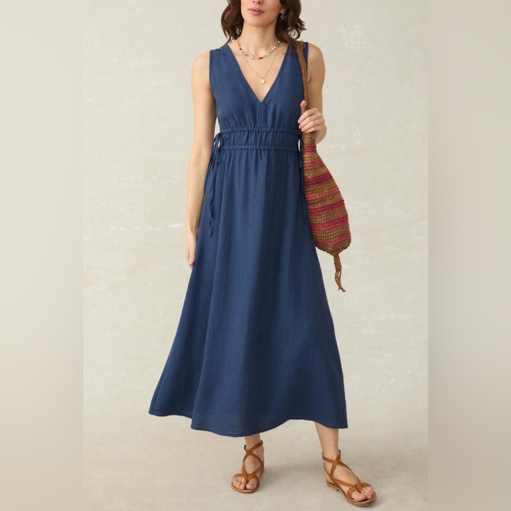 Faherty Sandbar blue maxi dress size small